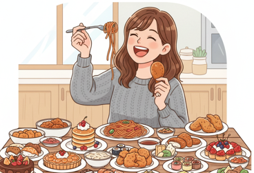 美味しいものを食べる女の人のイメージ