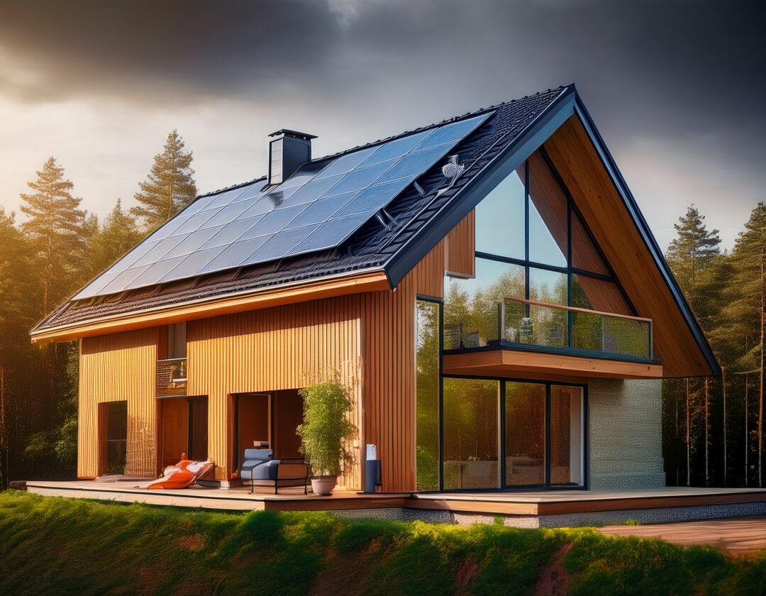 太陽光パネルが載っている高性能住宅のイメージ